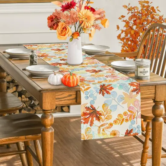 Fall Maple Leaf Table Runner 13x72 Inch Long {2}