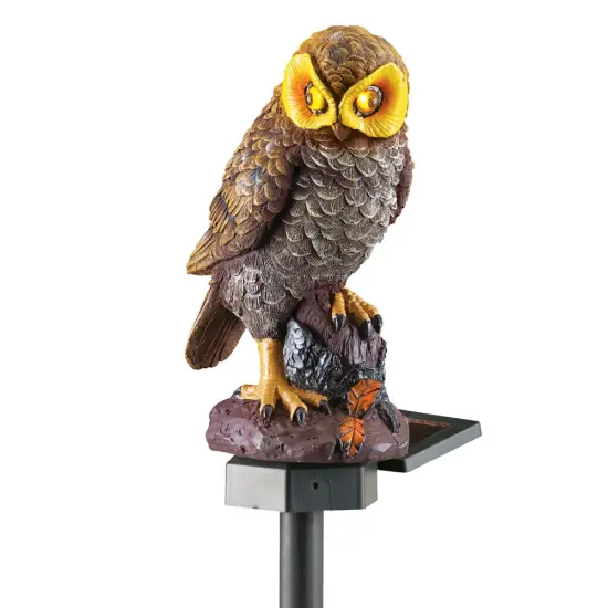 Collections Etc Hooting Brown Owl Solar Garden Stake {2}