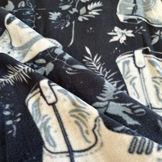 Country Cowboy Boots and Hats Anti-Pill Premium No-Sew Throw Fleece Fabric Kit (50x60) {4}