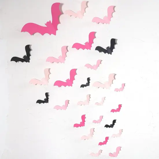 Pink Bats Wall Decor - 50 PCS 4 Sizes Pink {1}