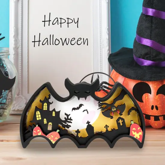 Halloween Wooden Lighted Table Decoration {5}