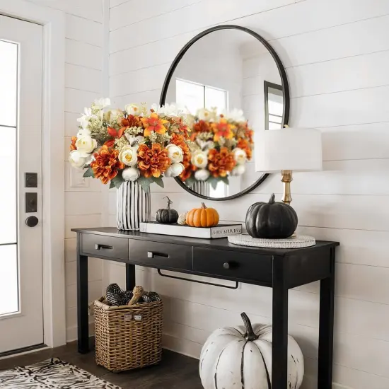 2 Pcs Artificial Fall Flowers Bouquets 2 Colors {3}