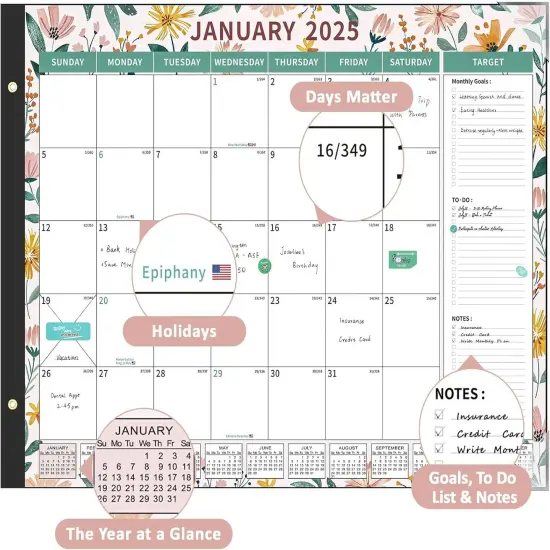 Desk Calendar 2025-2026 - 22" X 17" - Ditsy Floral(Extra Large) {3}