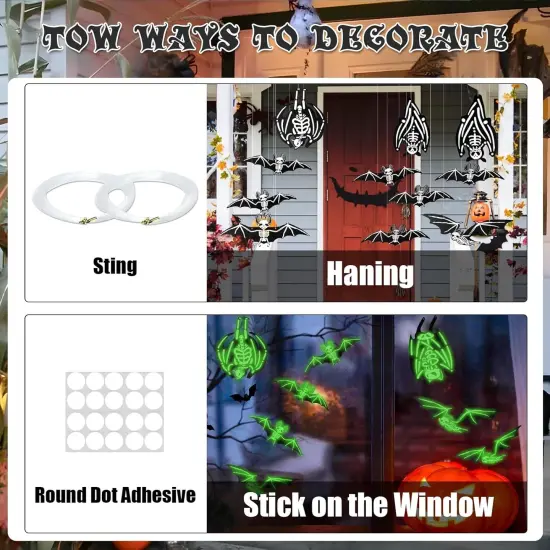 16 Pcs Hanging Bats Halloween Decoration Outdoor {5}