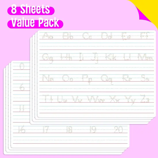8 Packs Alphabet & Number Whiteboards, Double Sided Dry Erase Board Letters {2}