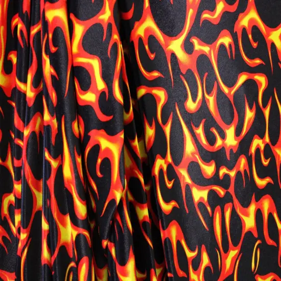 1 Yard Flame Print Stretch Velvet Fabric for Costumes Leggings Dancewear Streetwear Apparel (36" x 60") Inches Wide {1}