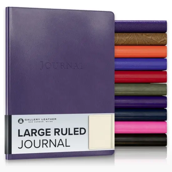 Gallery Leather Journal - Crafted in Maine, USA - Elegant Leather Writing Notebook with 192 Lined Pages - A Timeless Space for Your Thoughts - 9.75x7.5 ", Large Lined Camden Violet {1}