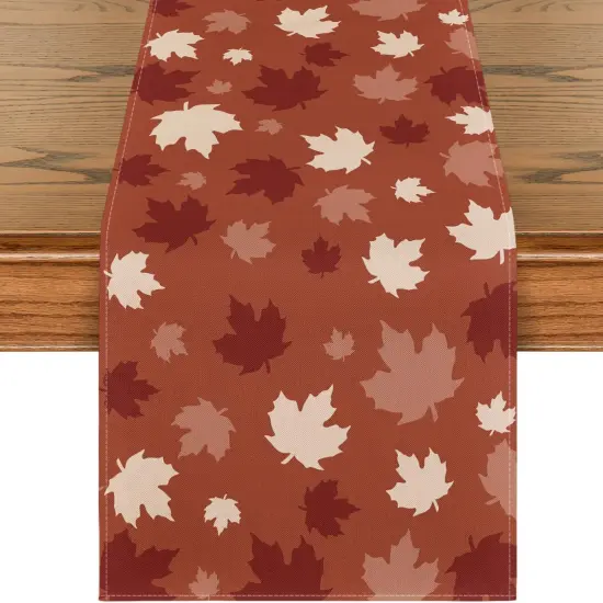 Maple Leaf 210 GSM Fall Table Runner, Seasonal Autumn Kitchen Dining Table-13x72 Inch {1}