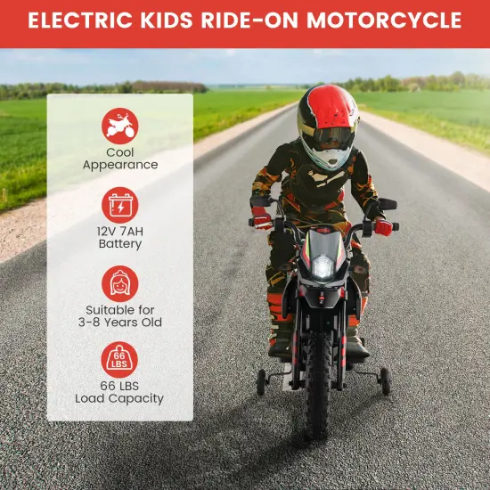 Costway 12V Licensed Aprilia Kids Ride On Motorcycle Electric Dirt Bike with Light & Music {5}