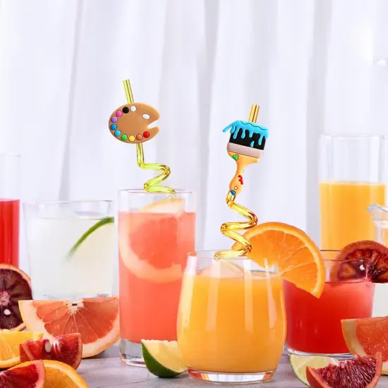 25 Reusable Art Painting Straws for Sip and Paint Brushes {2}