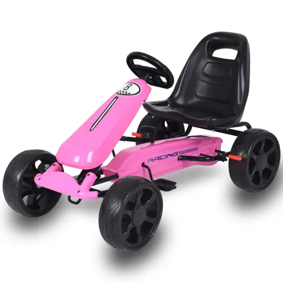 Costway Go Kart Kids Ride On Car Pedal Powered 4 Wheel Racer Stealth Outdoor Toy {9}