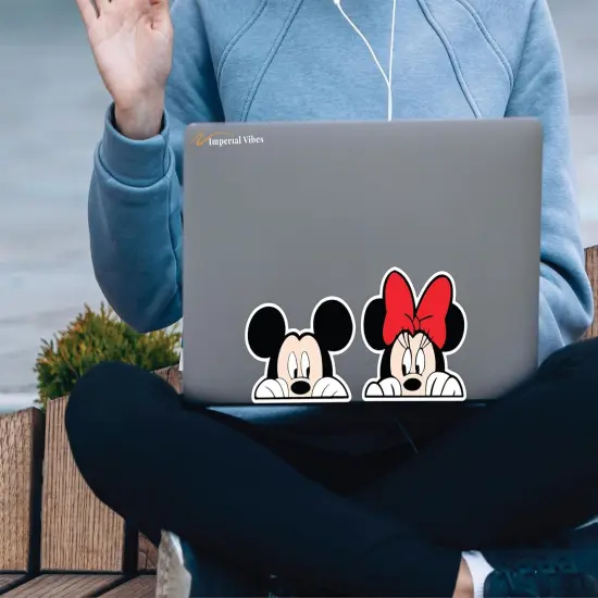 Pack of 2 Imp 156 -Peeking Micke Mouse Sticker &ndash; Vinyl Decal for Truck, and Van Bumper {3}