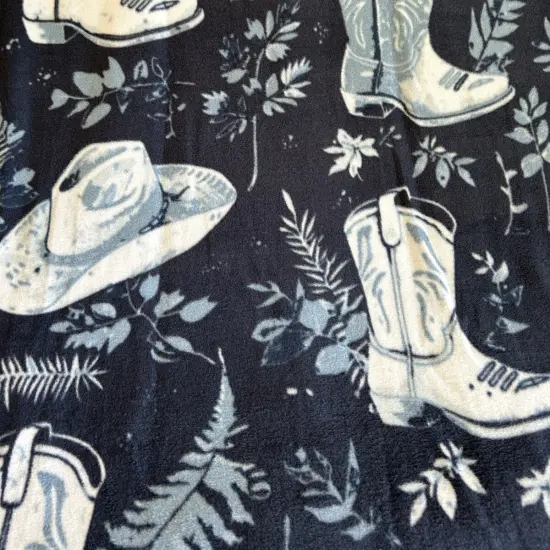 Country Cowboy Boots and Hats Anti-Pill Premium No-Sew Throw Fleece Fabric Kit (72x60) {3}
