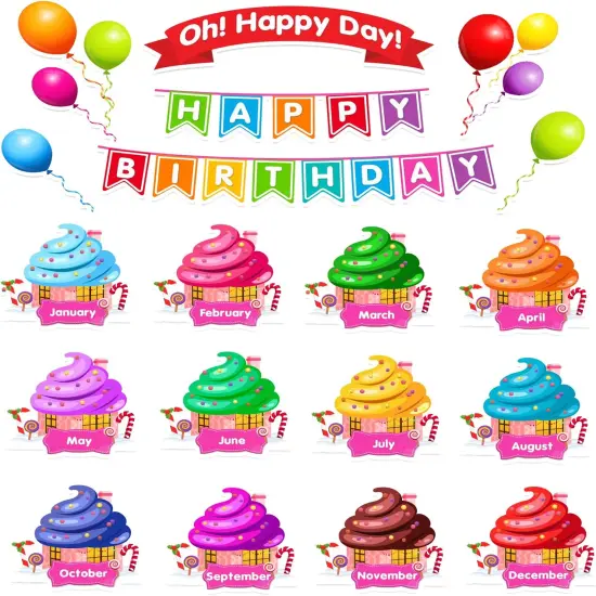 Happy Birthday Bulletin Board Sets (Rainbow) {1}