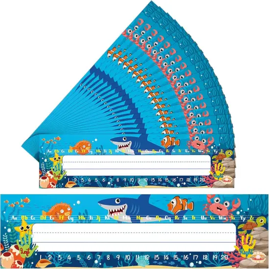 36pcs Desk Name Tags, Self Adhesive Nameplates Number Alphabet for Classroom {1}