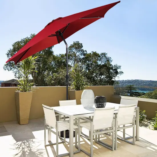 Costway 9FT Patio Umbrella Patio Market Steel Tilt W/ Crank Outdoor Yard Garden Burgundy {4}