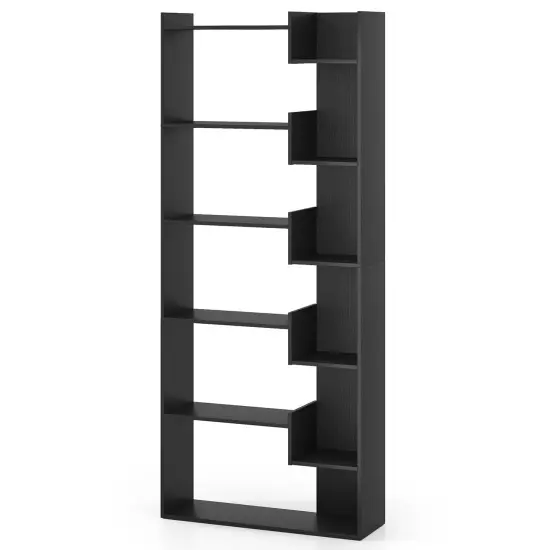 Costway 1/2 PCS 6-tier Bookshelf Tall Display Shelf with 11 Open Shelves 2 Anti-tipping Kits Black/Natural/White {7}