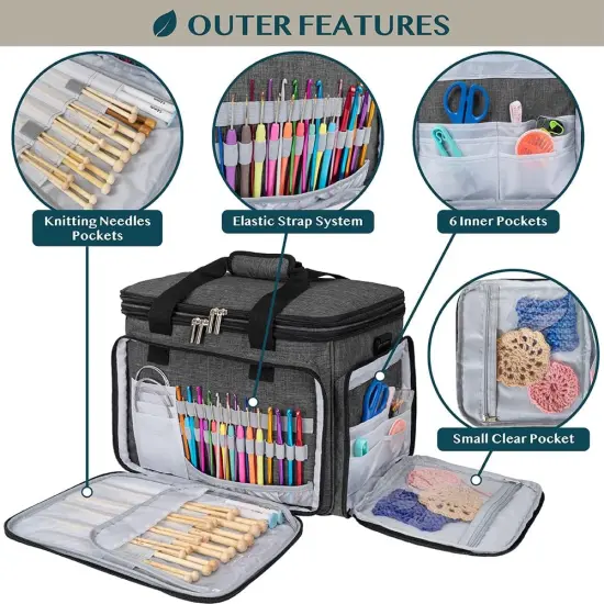 Knitting & Crochet Project Tote &ndash; Large Yarn Storage Organizer Bag with Accessories for Crafters & Gifts {4}