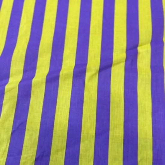 1 Yard Stripe Print Poly Cotton Fabric Yellow/Purple {3}