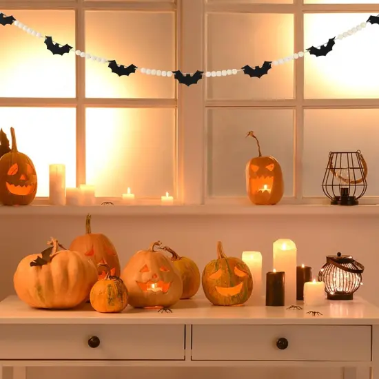 Halloween Decorations-Black Felt Bats Wood {2}