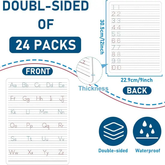 24pcs Dry Erase Board Practice for Kids Letter Alphabet - White {2}