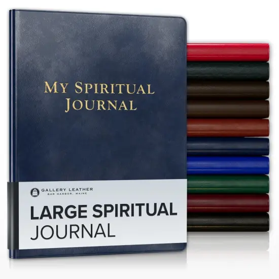 Gallery Leather Large Spiritual Journal - 9.75"x7.5" Acadia Navy {1}