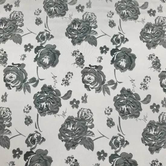 1 Yard Charcoal & Silver Floral Satin Jacquard Brocade Fabric for Jackets Dresses Decor 60 Inch Width {4}