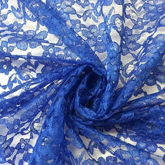 1 Yard Royal Raschel Lace Fabric Polyester French Floral Pattern for Bridal Gowns 60" Width {1}