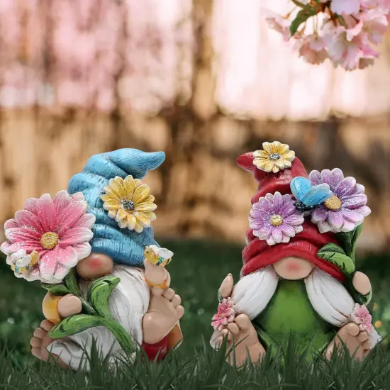 2pcs 4" H Spring Summer Gnome Garden Decorations- Tomte Elf Fall Gnome Decorations Gifts {2}