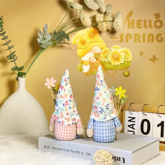 2 Pcs Spring Summer Gnome Decoration, Exquisite Smaller Size 7.5" Spring & Summer {5}