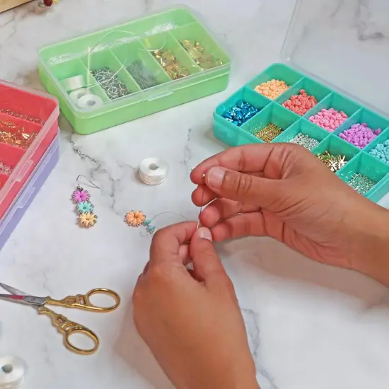 The Beadsmith Personality Case Color-Coded Organizers, 4 Stackable boxes, 22 compartments in total, Stack measures 5.75 x 3.8 x 4.5 inches, jewelry storage organizer, tackle box, nail tip case {6}