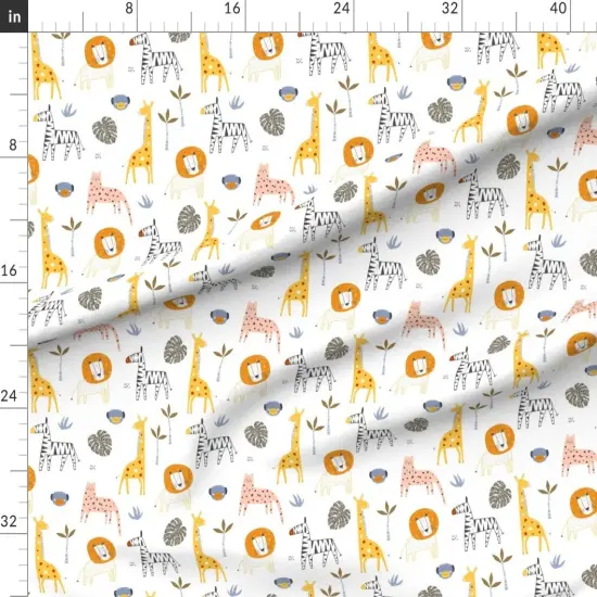 Various Fabrics by the Yard or Fat Quarter Whimsical Animals Scandi Kids Baby Playroom Jungle Leopard Giraffe Zebra Monkey Lion Palm Safari Zoo Novelty Hand Drawn Dots Nursery Nature Custom Printed Fabric by Spoonflower {1}