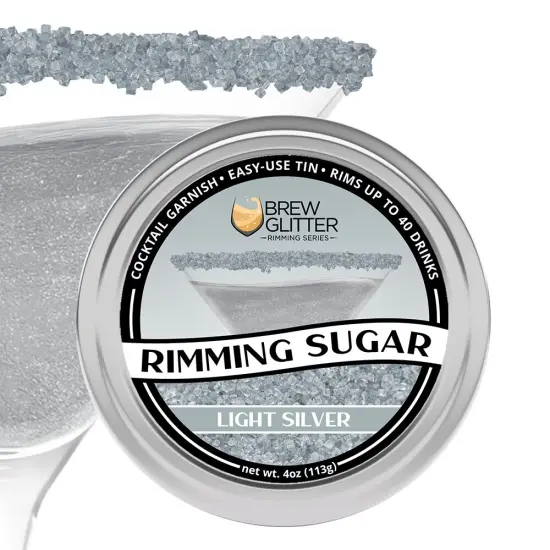 Brew Glitter - Light Silver Rimming Sugar (4oz, 1x Bar Tin) Cocktail Garnish for Mixed Drinks & Refreshments {1}