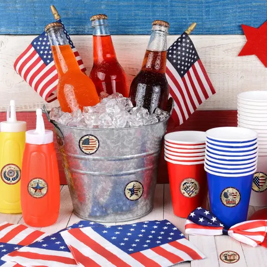 1000Pcs Patriotic Stickers 4th of July Retro Round Decal Stickers(Multicolor) {4}