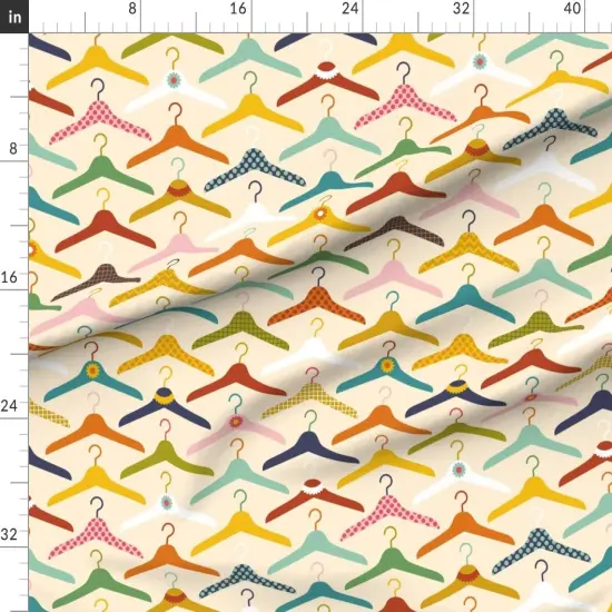 Various Fabrics by the Yard or Fat Quarter Retro Fashion Novelty Whimsical Polka Dots Clothes Hangers Pink Yellow Orange Flower Check Colorful Doily Lace Laundry Room Closet Clothing Custom Printed Fabric by Spoonflower {1}