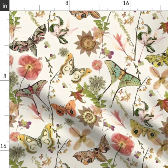 Various Fabrics by the Yard or Fat Quarter Moth Butterfly Botanical Insects Natural Boho Entomology Custom Printed Fabric by Spoonflower {2}