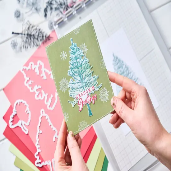 Sizzix A5 Clear Stamps With Framelits Die By 49 And Market-Pine Holidays {4}