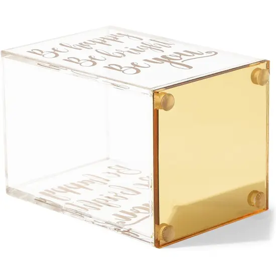 Gold and Clear Acrylic Pen Holder with Inspirational Quotes (2.95 x 4.45 In) {4}