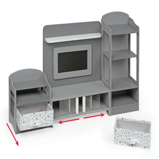 Badger Basket Media Room Furniture Set for 18 inch Dolls - Gray/White {5}