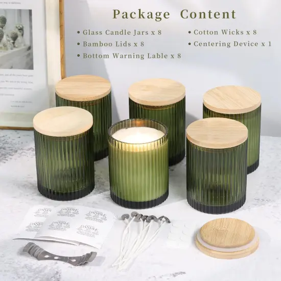 14OZ Olive Green Glass Candle Jars for Making Candles {3}