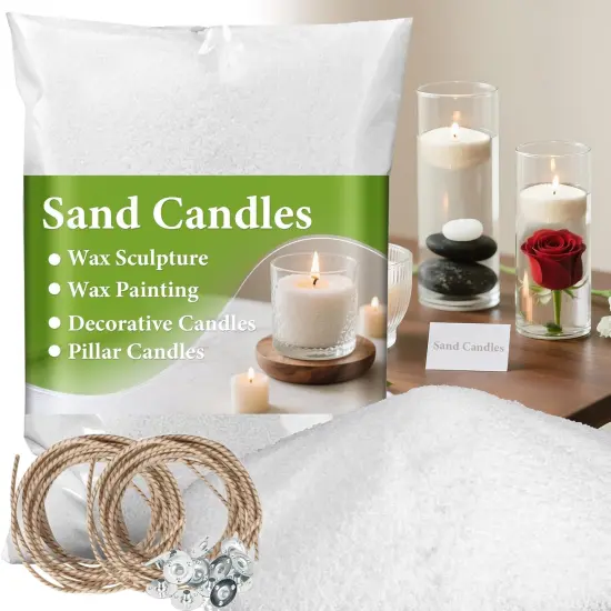 Snow Pearled-Candles with Wicks - White DIY Candle Sand {1}