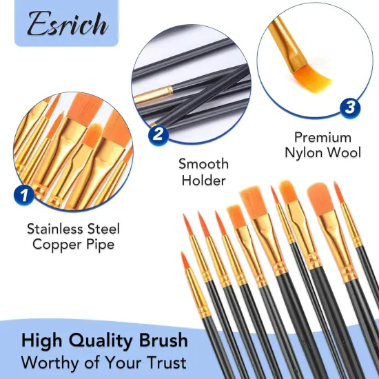 Acrylic Paint Brushes Set, 24 Packs / 240 Pcs Watercolor Brushes,Nylon Brush Head, for Oil Painting, Gouache, Face,Ceramics etc, Kid's and Adults Painting Arts and Crafts Sets.(Black) {5}