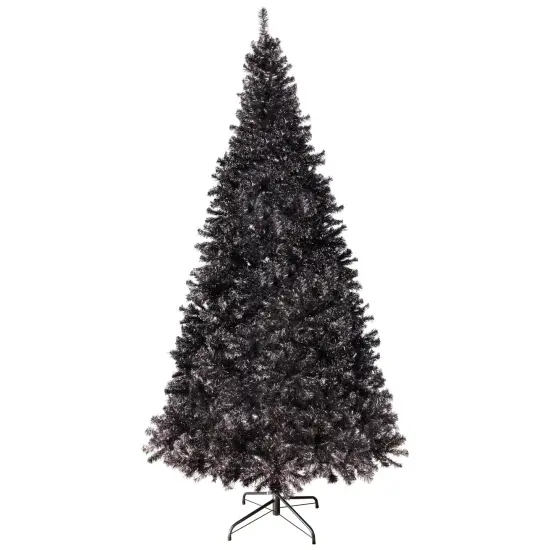 Northlight Artificial Tinsel Halloween Tree - 9' - Black - Unlit {3}