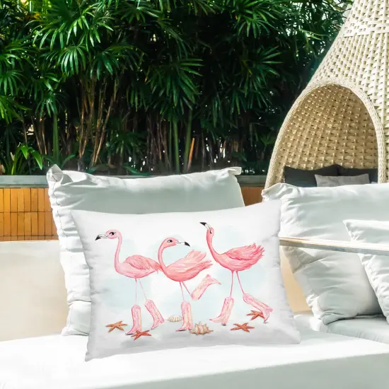 Stupell Industries Happy Pink Cowgirl Flamingoes Outdoor Printed Pillow design by Ziwei Li, 14 x 7 x 20 {2}