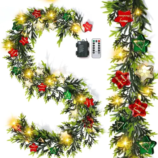 2 Pcs Prelit Christmas Garland {1}