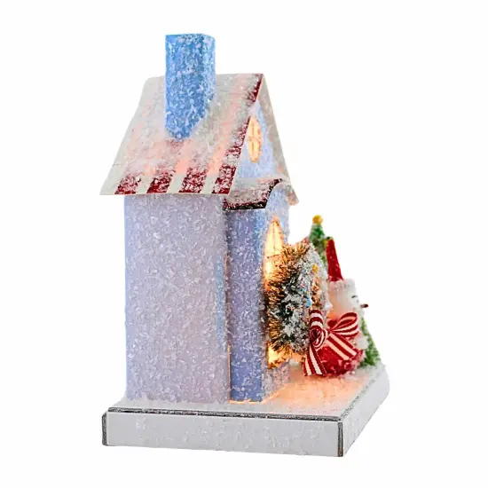 Cody Foster 8.0 Inch Petite Blue House Christmas Putz House , Christmas Decor Retro Village Mantle Light Up {2}