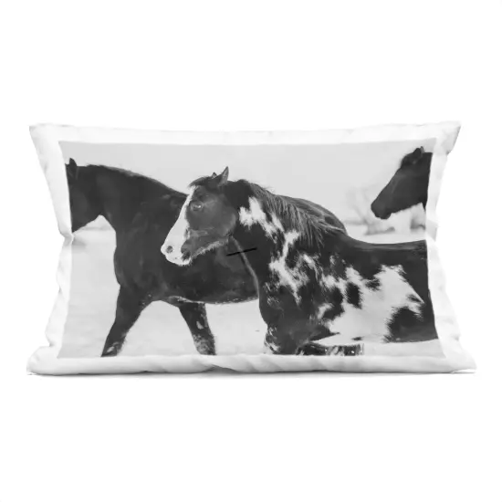 Stupell Industries Black & White Winter Horses Indoor Pillow, 14 x 7 x 20 {1}
