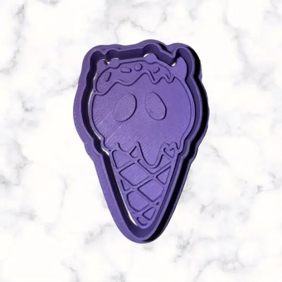 Spooky Ice Cream Cone Cookie Cutter with Stamp Option {4}