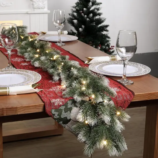 Pre Lit Snow Flocked Christmas Garland {4}