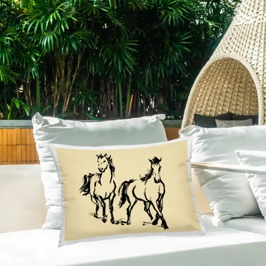 Stupell Industries Horses in Motion Gesture Outdoor Pillow, 14 x 7 x 20 {2}